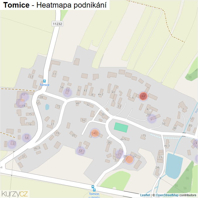 Mapa Tomice - Firmy v části obce.