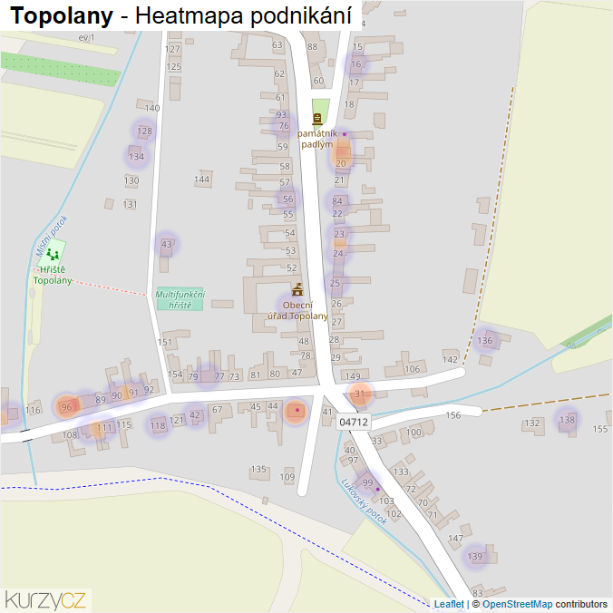 Mapa Topolany - Firmy v části obce.
