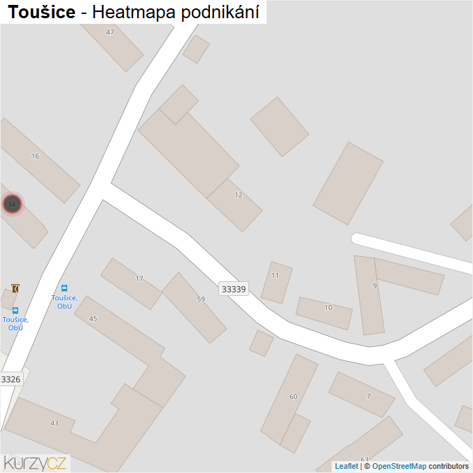 Mapa Toušice - Firmy v obci.