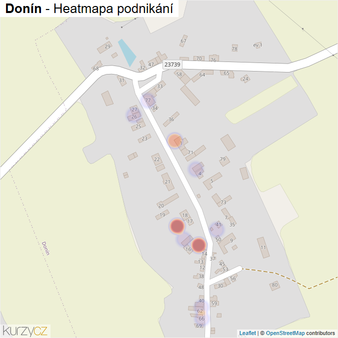 Mapa Donín - Firmy v části obce.