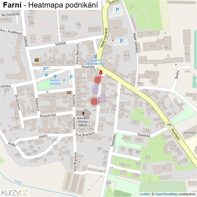 Mapa Farní - Firmy v ulici.