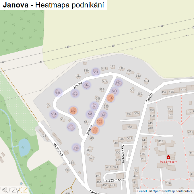Mapa Janova - Firmy v ulici.