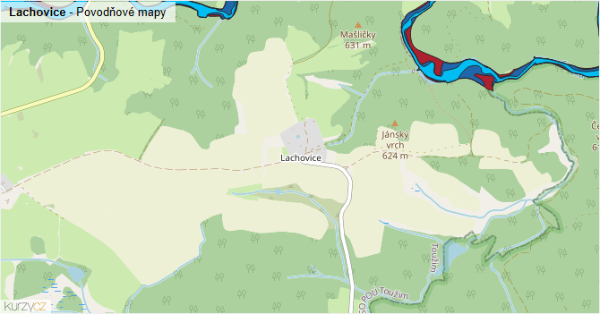 Lachovice - záplavové mapy stoleté vody