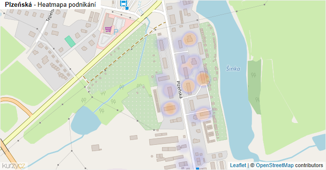 Plzeňská - mapa podnikání