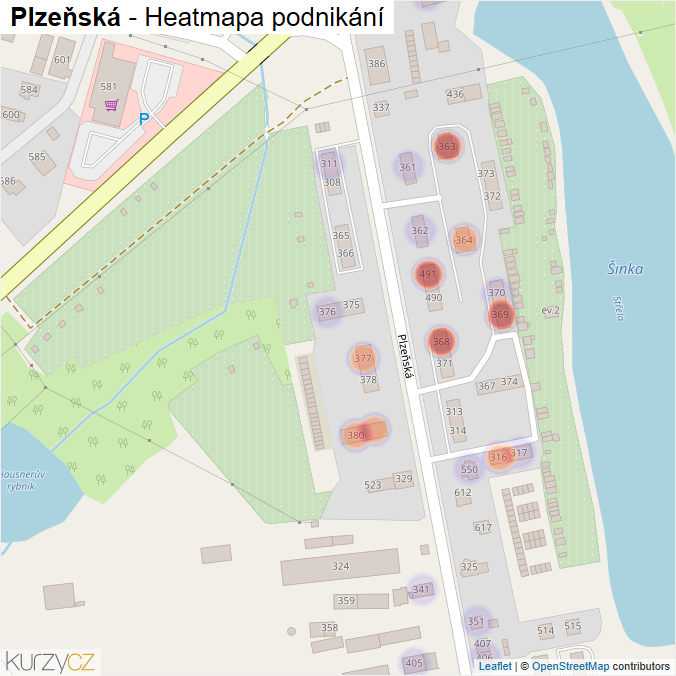Mapa Plzeňská - Firmy v ulici.