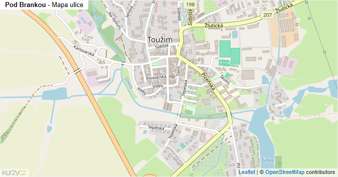 Pod Brankou - mapa ulice