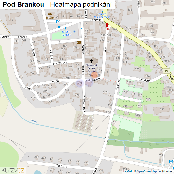 Mapa Pod Brankou - Firmy v ulici.