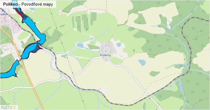 Políkno - záplavové mapy stoleté vody