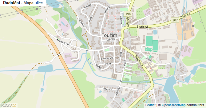 Radniční - mapa ulice