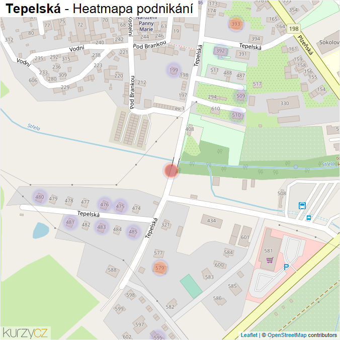 Mapa Tepelská - Firmy v ulici.