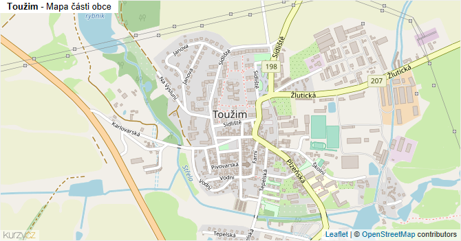 Toužim - mapa části obce