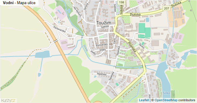Vodní - mapa ulice