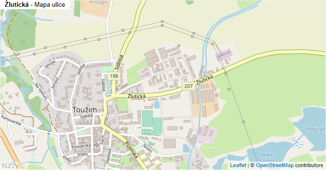Žlutická - mapa ulice