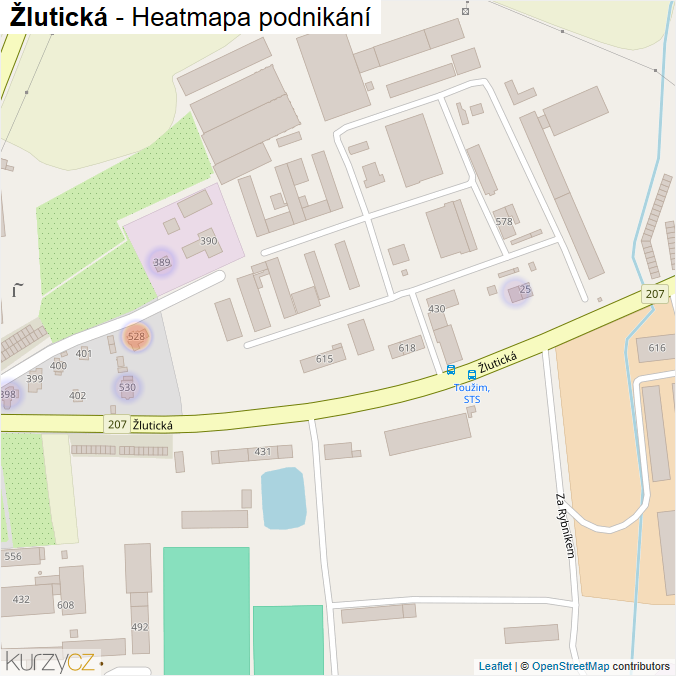 Mapa Žlutická - Firmy v ulici.