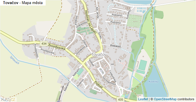 Tovačov - mapa města