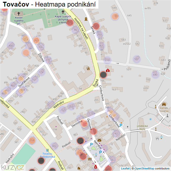 Mapa Tovačov - Firmy v obci.