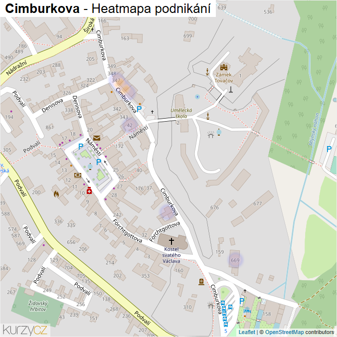 Mapa Cimburkova - Firmy v ulici.