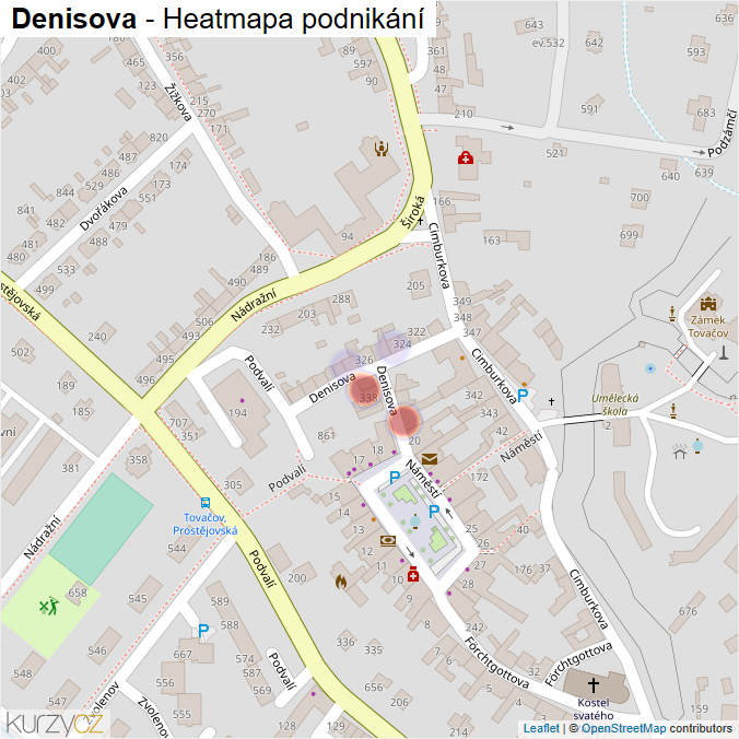 Mapa Denisova - Firmy v ulici.