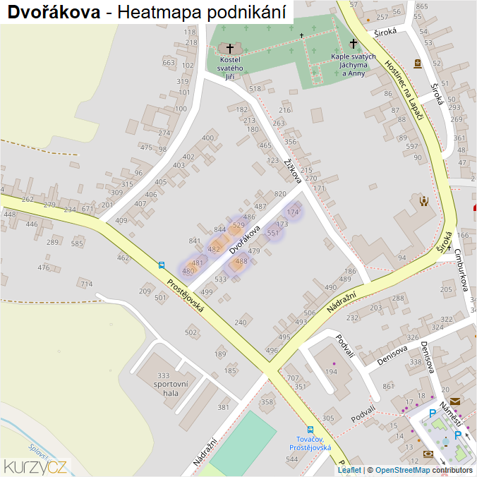Mapa Dvořákova - Firmy v ulici.