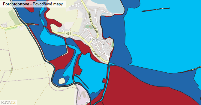 Förchtgottova - záplavové mapy stoleté vody