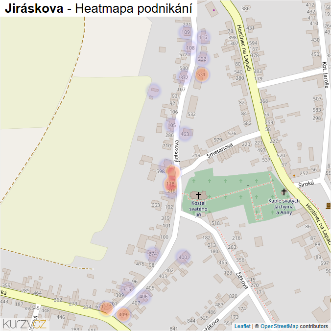 Mapa Jiráskova - Firmy v ulici.