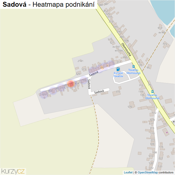 Mapa Sadová - Firmy v ulici.