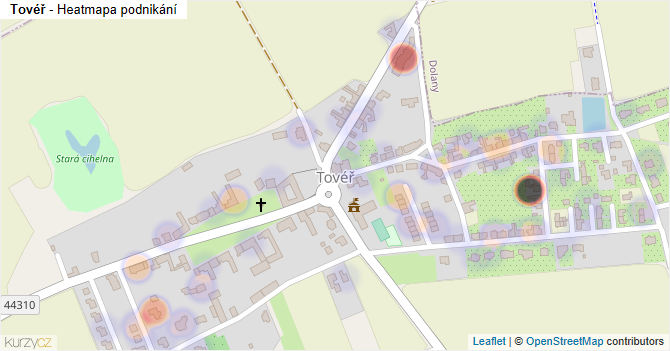 Tovéř - mapa podnikání