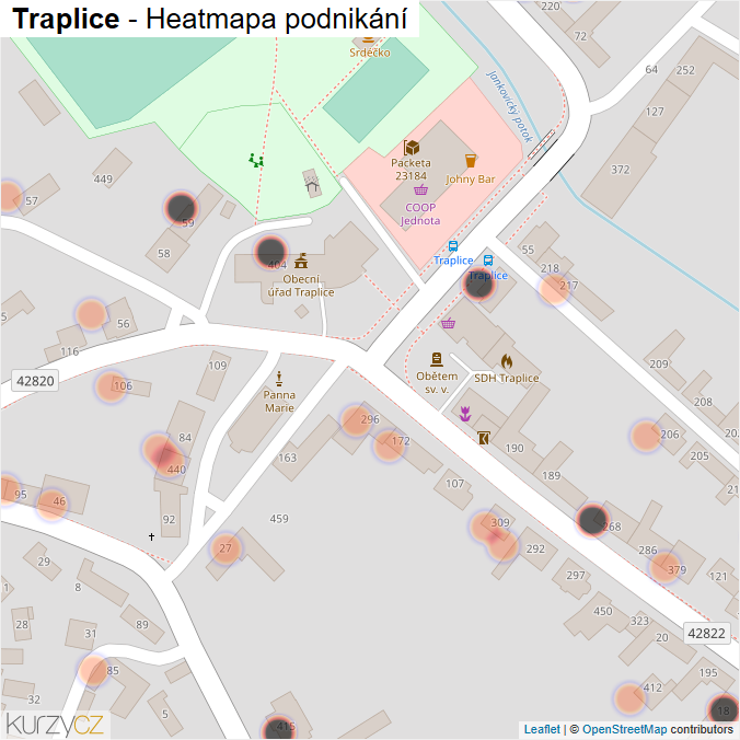 Mapa Traplice - Firmy v obci.
