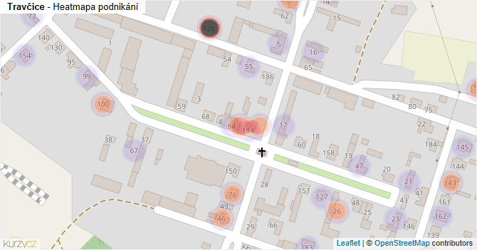 Travčice - mapa podnikání