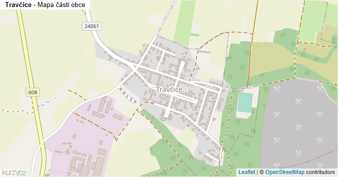 Travčice - mapa části obce