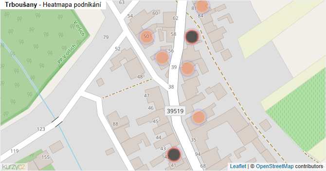 Trboušany - mapa podnikání