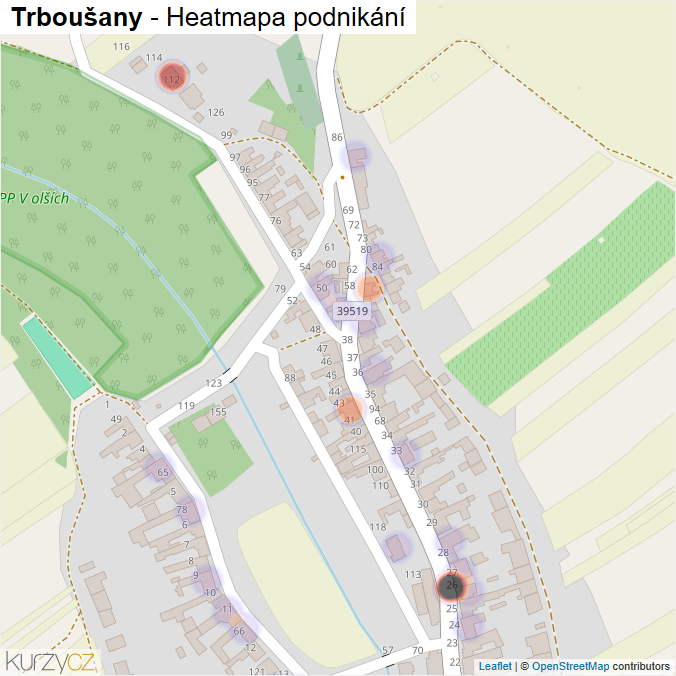 Mapa Trboušany - Firmy v části obce.