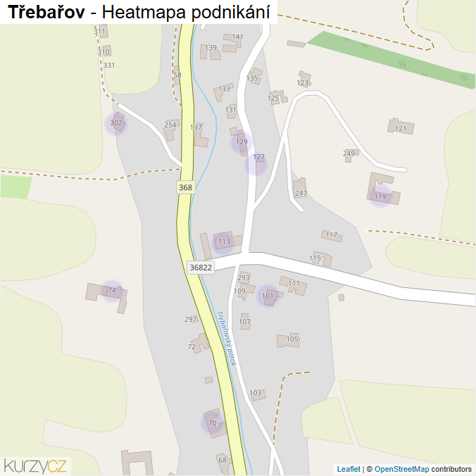 Mapa Třebařov - Firmy v části obce.