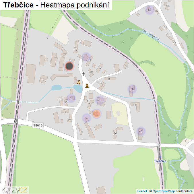 Mapa Třebčice - Firmy v části obce.