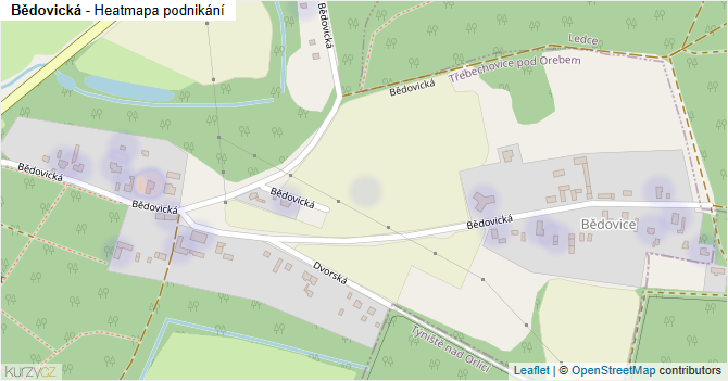 Bědovická - mapa podnikání