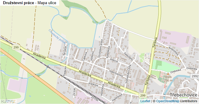 Družstevní práce - mapa ulice