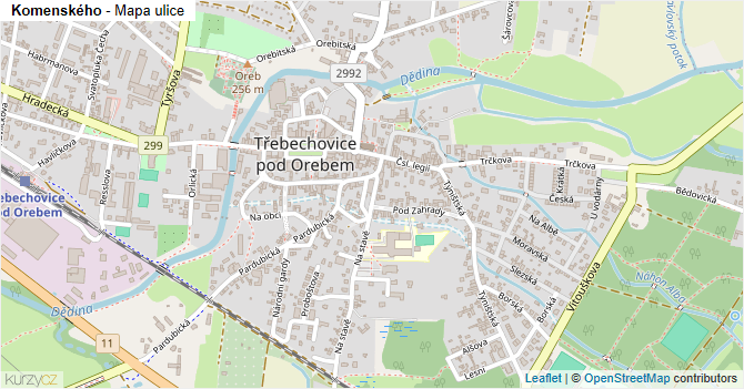 Komenského - mapa ulice