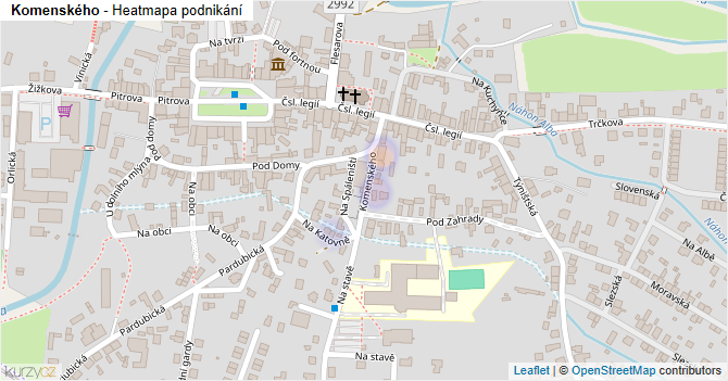 Komenského - mapa podnikání
