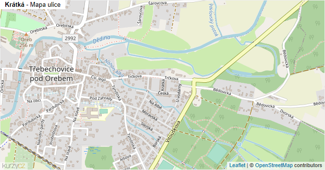 Krátká - mapa ulice