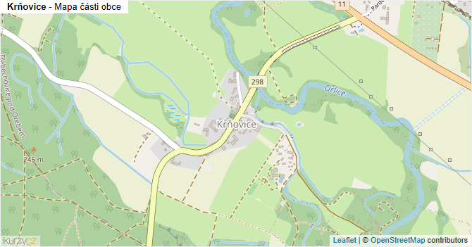 Krňovice - mapa části obce