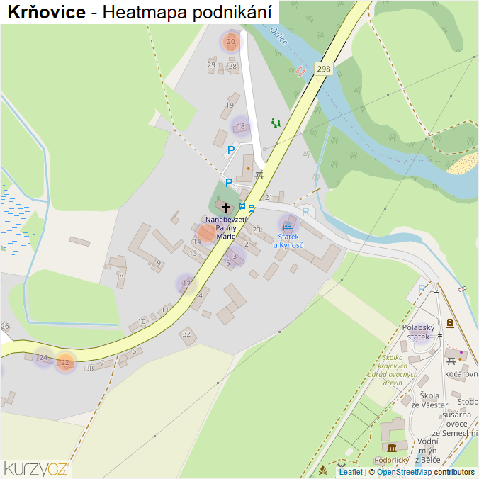 Mapa Krňovice - Firmy v části obce.