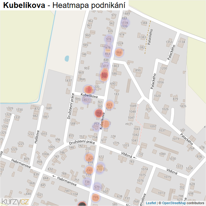 Mapa Kubelíkova - Firmy v ulici.