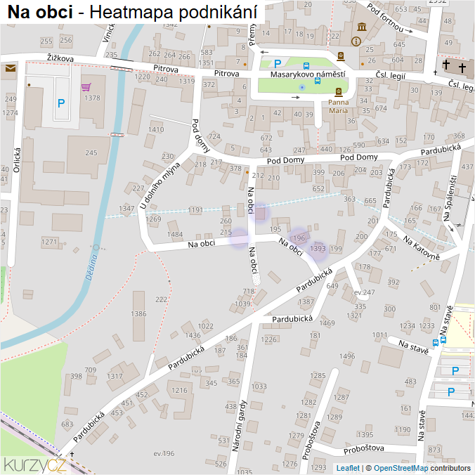 Mapa Na obci - Firmy v ulici.