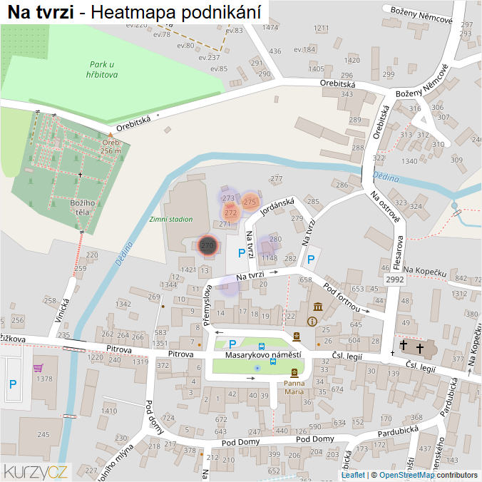 Mapa Na tvrzi - Firmy v ulici.
