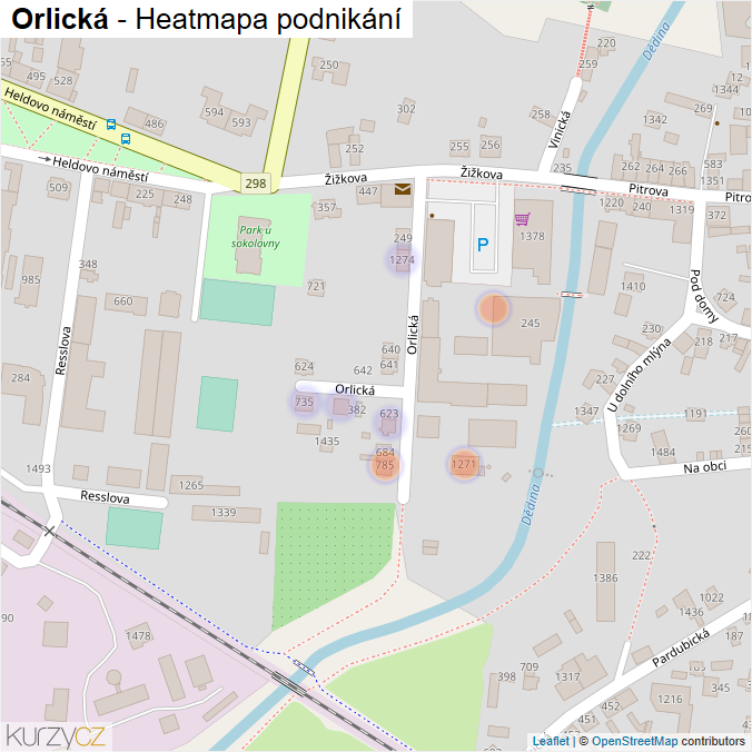 Mapa Orlická - Firmy v ulici.