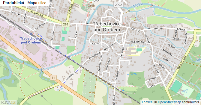 Pardubická - mapa ulice
