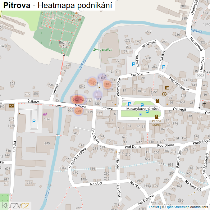 Mapa Pitrova - Firmy v ulici.