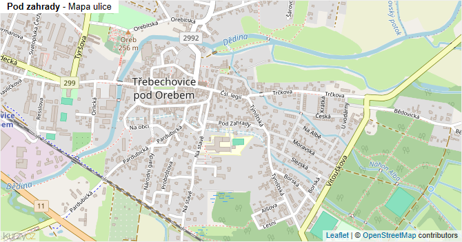 Pod zahrady - mapa ulice