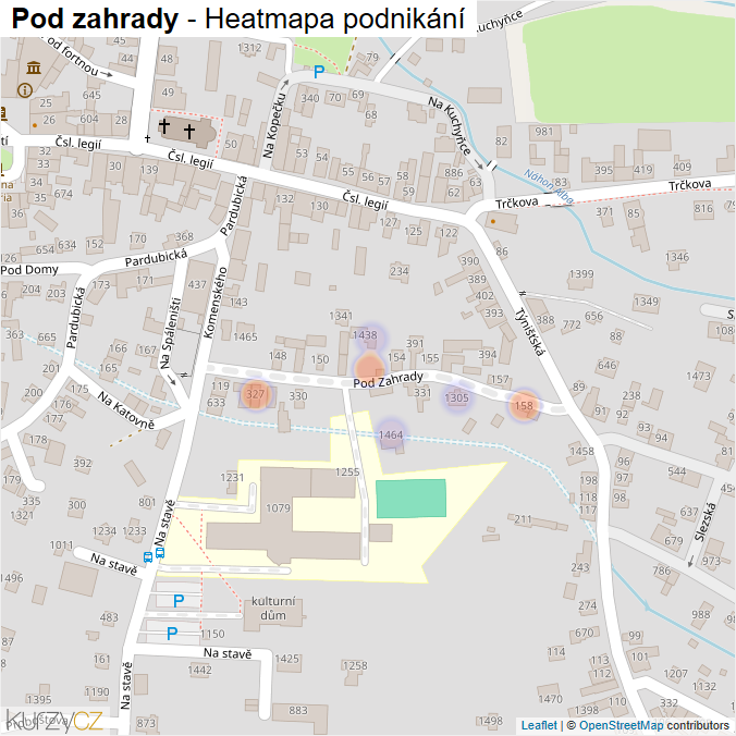 Mapa Pod zahrady - Firmy v ulici.
