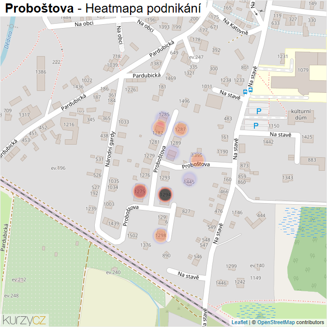 Mapa Proboštova - Firmy v ulici.